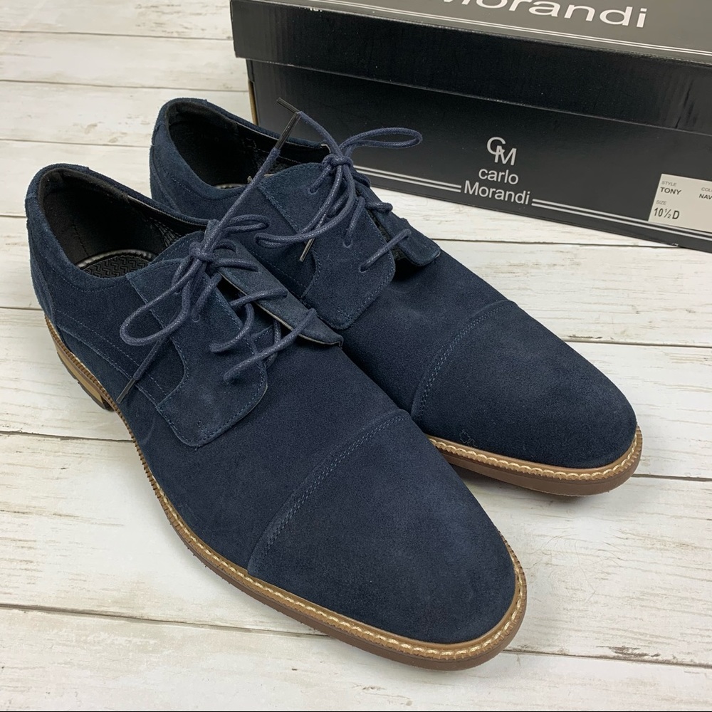 Carlo Morandi Tony Blue Suede Cap Toe Derby Shoes